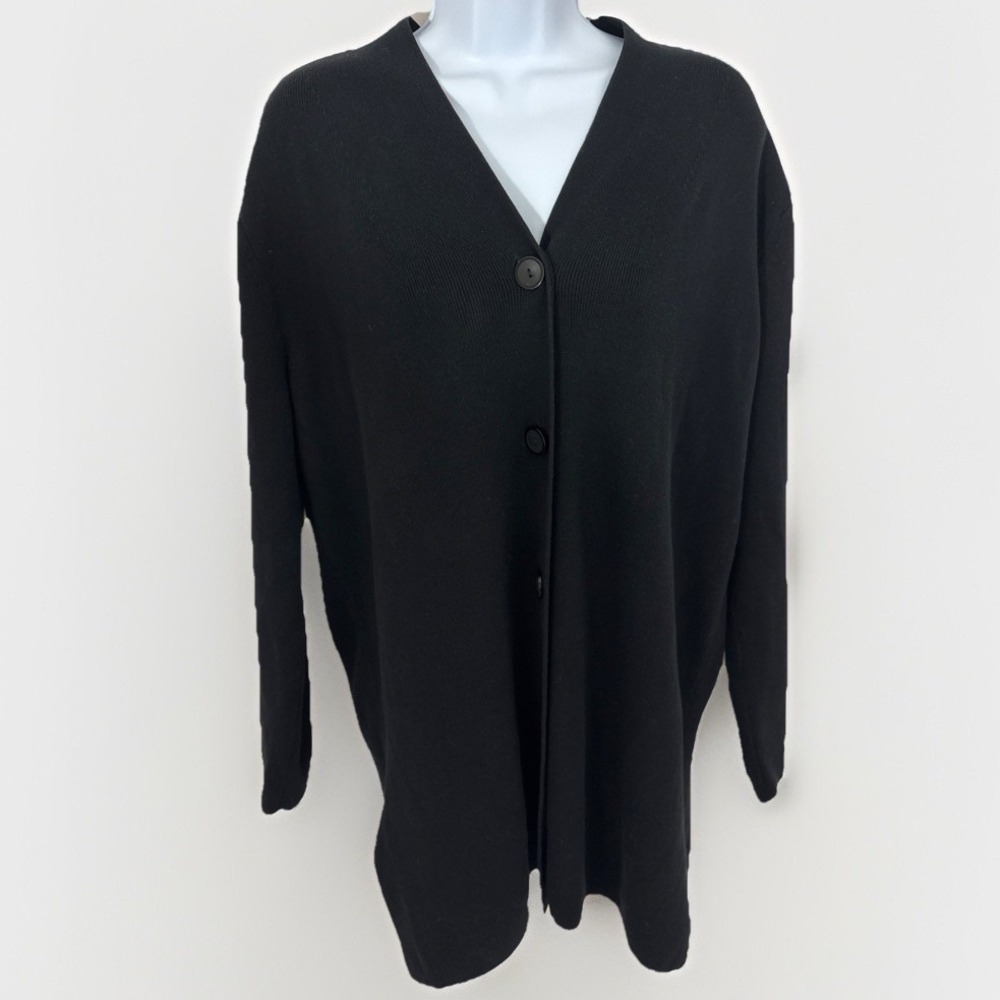 VTG 90s Designers Originals Black Knit 100%‎ Cotton Cardigan Sweater Sz M
